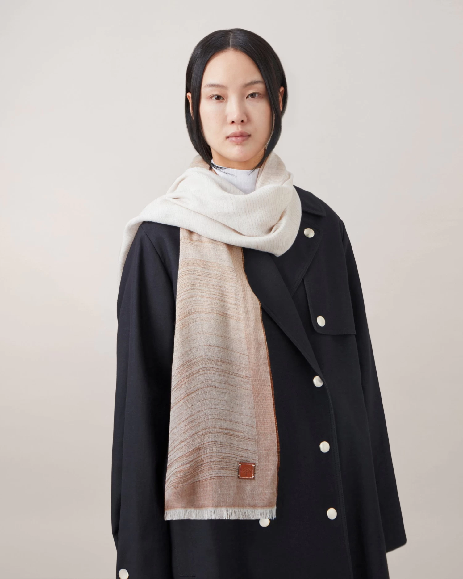 Wave Jacquard Rectangular Scarf Teak-Chalk 6 Wave Jacquard Rectangular Scarf Teak-Chalk - Image 4