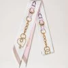 Heritage Chain Strap Skinny Scarf Powder Rose & Ecru -Fashion Bag Store G VS4776 988J993
