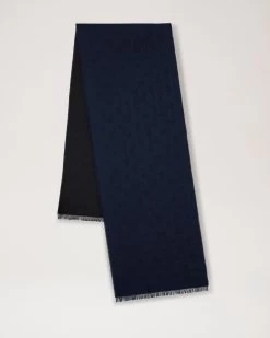 Men's Mulberry Tree Wool Jacquard Scarf Midnight