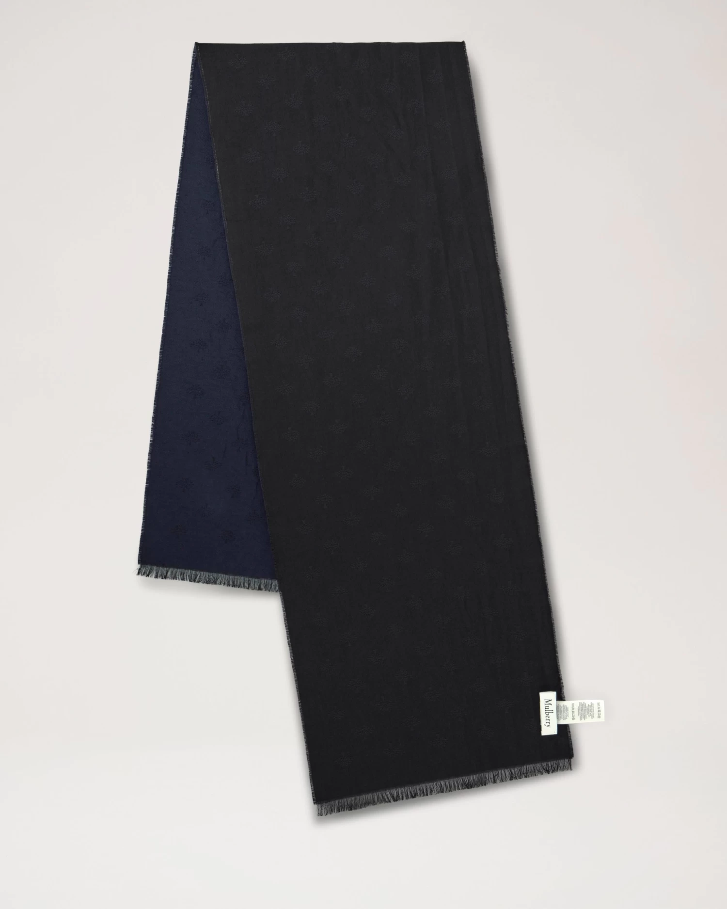 Men's Mulberry Tree Wool Jacquard Scarf Midnight 4 Men's Mulberry Tree Wool Jacquard Scarf Midnight - Image 2