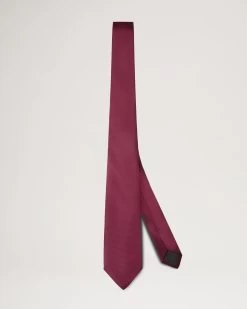 Solid Colour & Embroidered Tree Tie Black Cherry