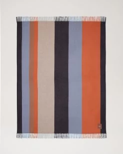 Striped Picnic Blanket Mandarin Orange & Cornflower Blue