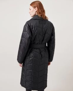 Softie Quilted Double Breasted Coat Black -Fashion Bag Store G WR4235 000A100 4
