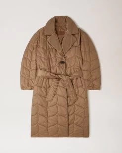 Softie Quilted Double Breasted Coat Tobacco Brown