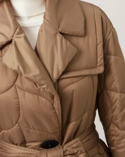 Softie Quilted Double Breasted Coat Tobacco Brown -Fashion Bag Store G WR4235 000G911 3