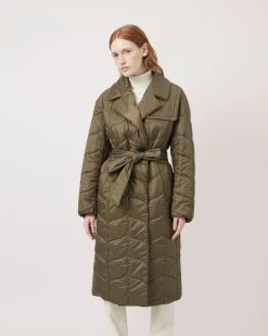 Softie Quilted Double Breasted Coat Khaki 8 Softie Quilted Double Breasted Coat Khaki -Fashion Bag Store G WR4235 000R110 2