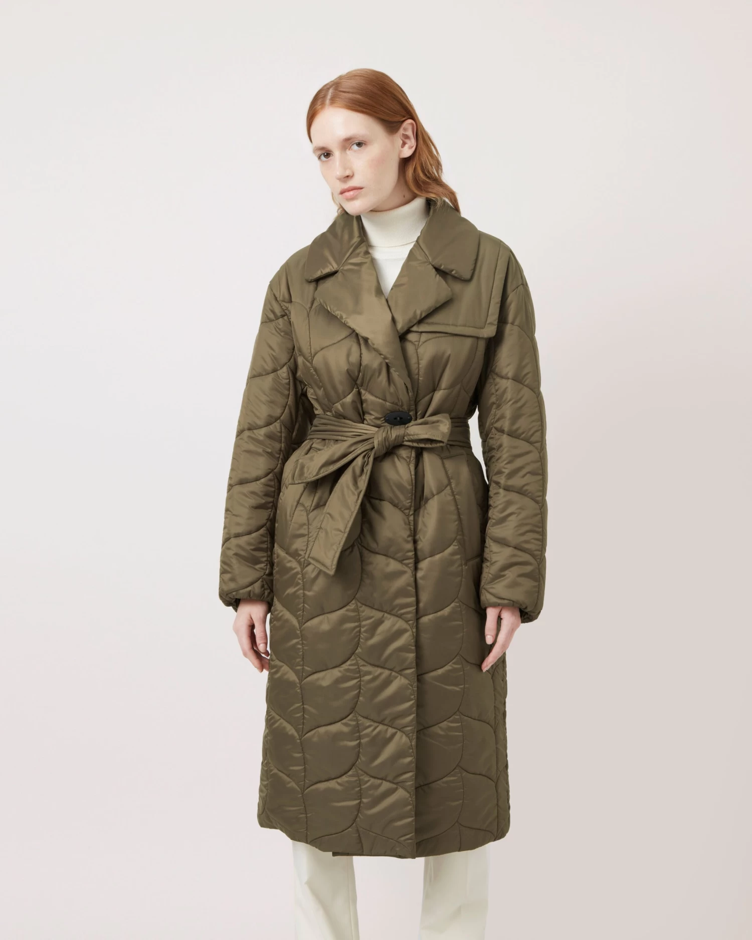 Softie Quilted Double Breasted Coat Khaki 4 Softie Quilted Double Breasted Coat Khaki - Image 2