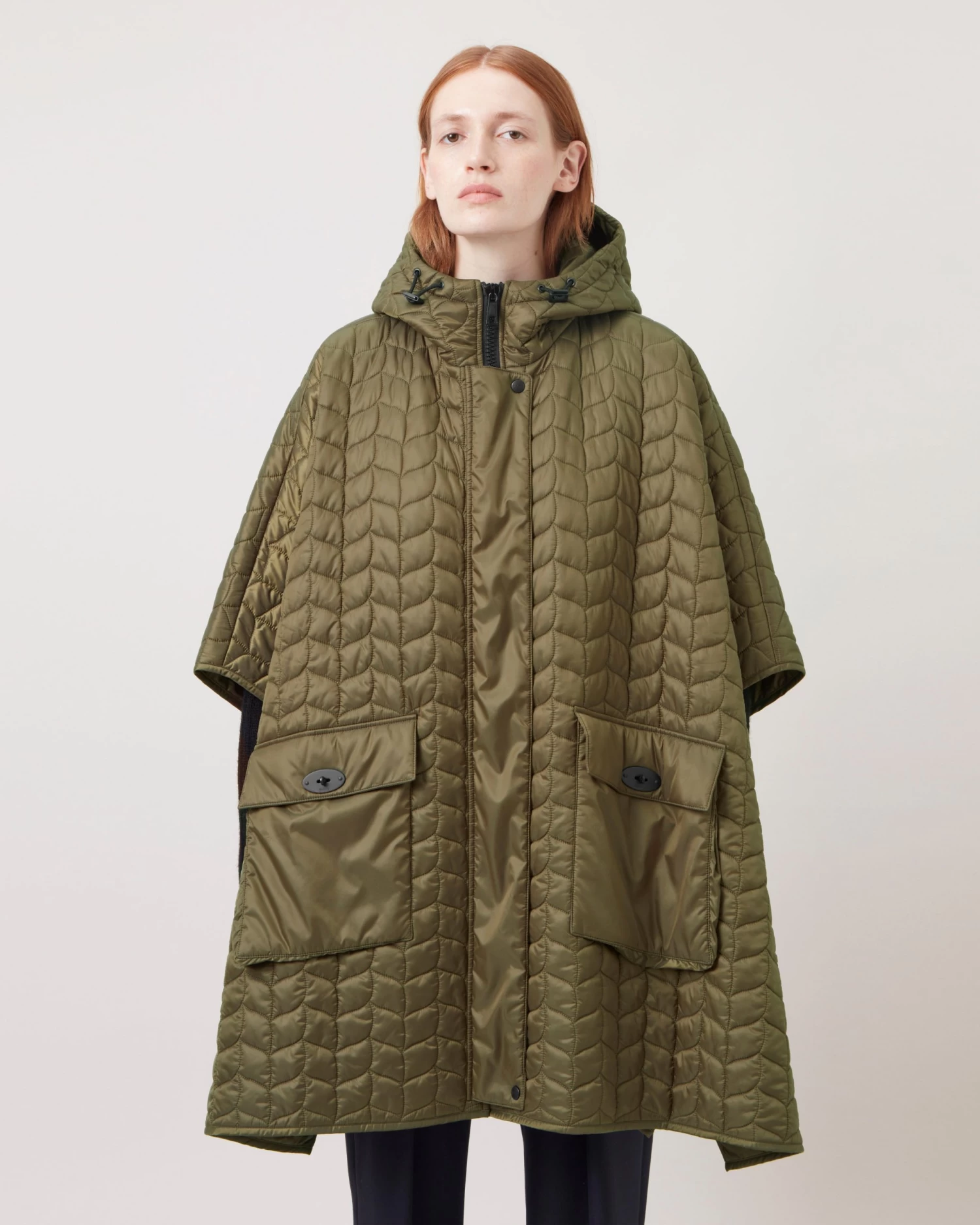 Softie Quilted Hooded Cape Khaki 4 Softie Quilted Hooded Cape Khaki - Image 2