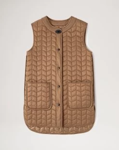 Softie Quilted Sleeveless Coat Tobacco Brown