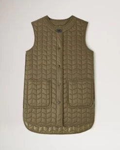Softie Quilted Sleeveless Coat Khaki