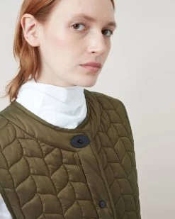 Softie Quilted Sleeveless Coat Khaki -Fashion Bag Store G WR4238 000R110 3