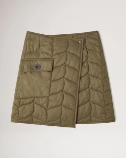 Softie Quilted Wrap Skirt Khaki