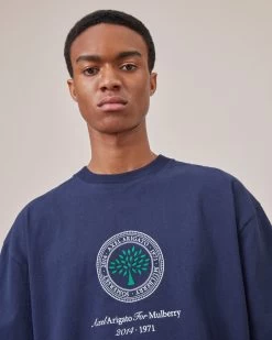 Axel Arigato For Mulberry Box Fit T-shirt Navy -Fashion Bag Store G XP0001 118U120 4